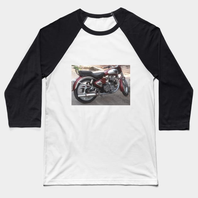 Vintage Retro Motorcycle Baseball T-Shirt by Random Happiness